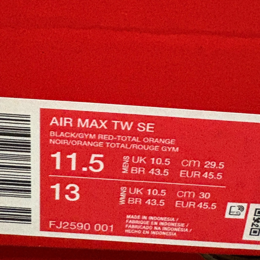 New Nike Air Max TW SE Total Orange Red Black Mens Sneakers Retro Athletic Shoes - Picture 12 of 16
